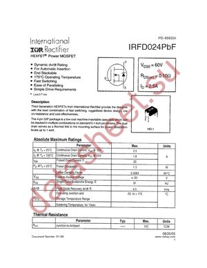 IRFD024PBF datasheet  